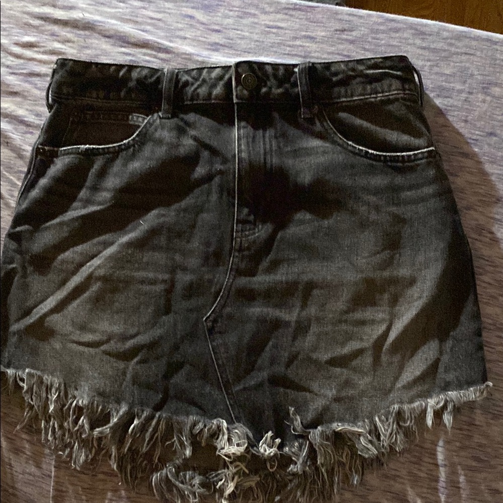 We The Free Black Frayed Mini Skirt